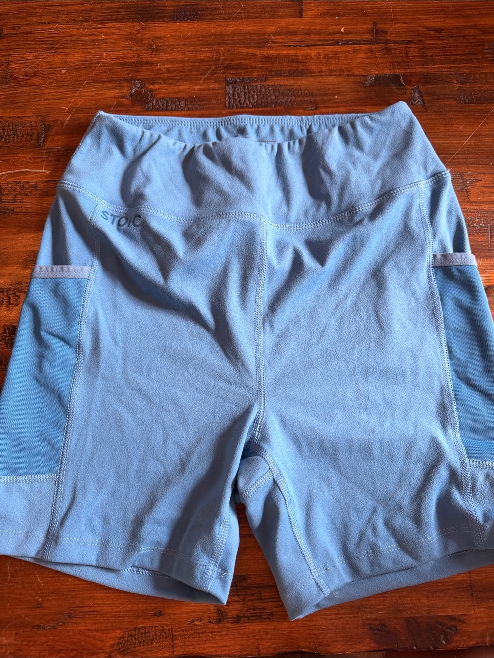 Stoic Light Blue High-Rise Bike Shorts with Pockets